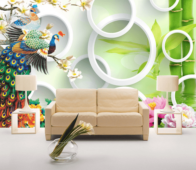Peacocks And Bamboos Wallpaper AJ Wallpaper 