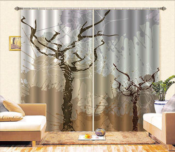3D Graffiti Bare Trees 695 Curtains Drapes Wallpaper AJ Wallpaper 