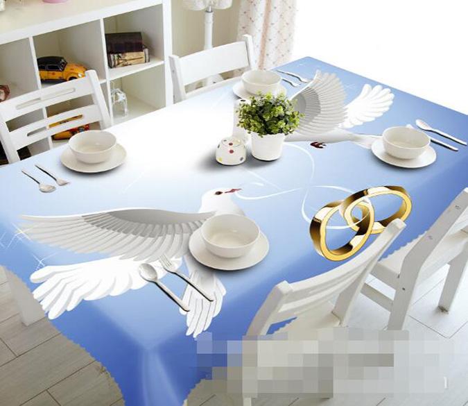 3D Brids Rings 1086 Tablecloths Wallpaper AJ Wallpaper 