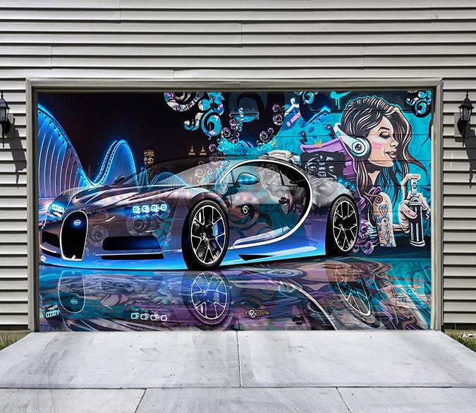 3D Cool Car Graffiti Girl 75 Garage Door Mural Wallpaper AJ Wallpaper 