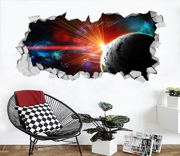 3D Space Earth Sunbeams 360 Broken Wall Murals Wallpaper AJ Wallpaper 