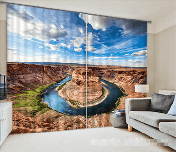 3D Bare Mountains River 1217 Curtains Drapes Wallpaper AJ Wallpaper 