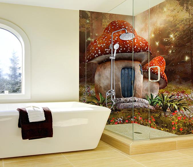 3D Mushroom Houses 79 Bathroom Wallpaper Wallpaper AJ Wallpaper 