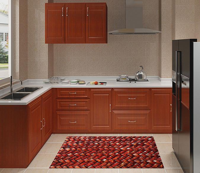 3D Bamboo Weave Kitchen Mat Floor Mural Wallpaper AJ Wallpaper 