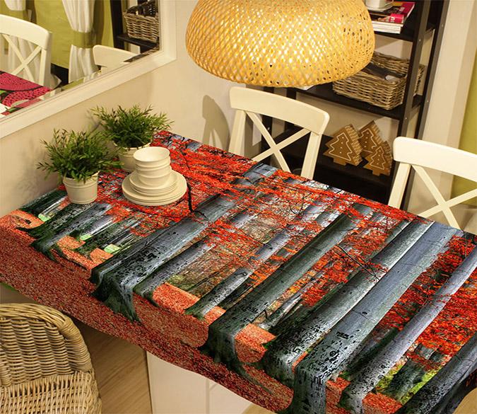 3D Forest Trees Red Leaves 62 Tablecloths Wallpaper AJ Wallpaper 
