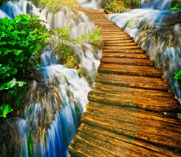 3D Waterfall And Bridge Floor Mural Wallpaper AJ Wallpaper 2 