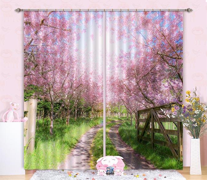 3D Roadside Flowers Trees Curtains Drapes Wallpaper AJ Wallpaper 
