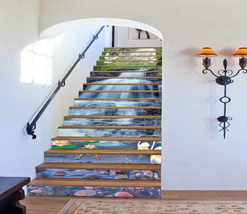 3D Waterfall Birds Swans 1615 Stair Risers Wallpaper AJ Wallpaper 