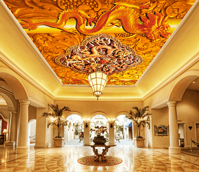 Golden Dragon Pillar 164 Wallpaper AJ Wallpaper 