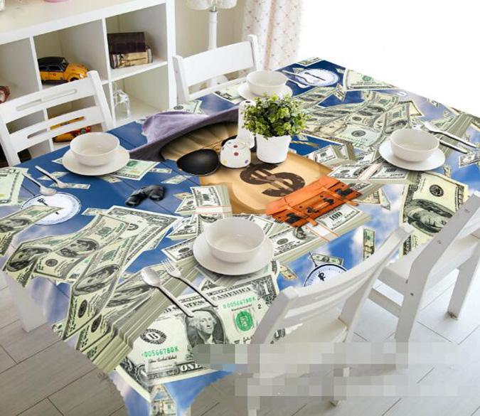 3D Blue Sky Flying Dollars 937 Tablecloths Wallpaper AJ Wallpaper 