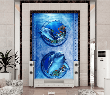 3D Ocean Door Floor Mural Wallpaper AJ Wallpaper 2 