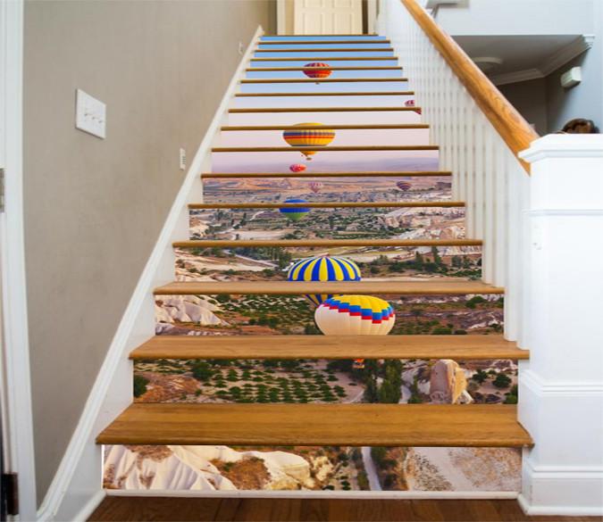 3D Hot Air Balloons Scenery 662 Stair Risers Wallpaper AJ Wallpaper 