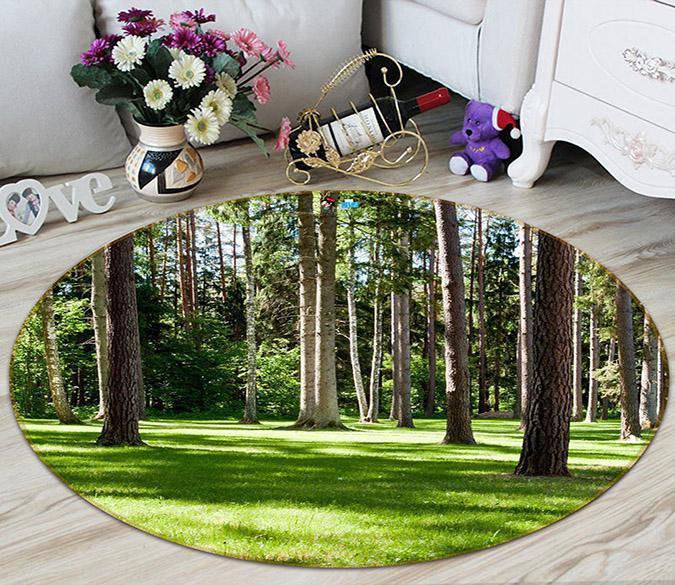 3D Forest Lawn Shade 12 Round Non Slip Rug Mat Mat AJ Creativity Home 