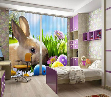 3D Grass Rabbit 845 Curtains Drapes Wallpaper AJ Wallpaper 