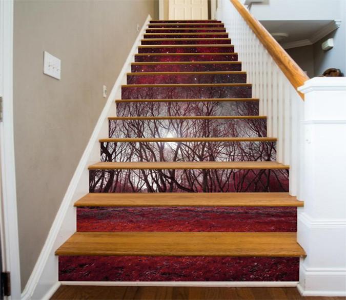 3D Forest Starry Sky 604 Stair Risers Wallpaper AJ Wallpaper 