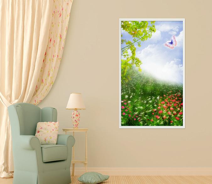 3D Butterfly Flying 009 Fake Framed Print Painting Wallpaper AJ Creativity Home 