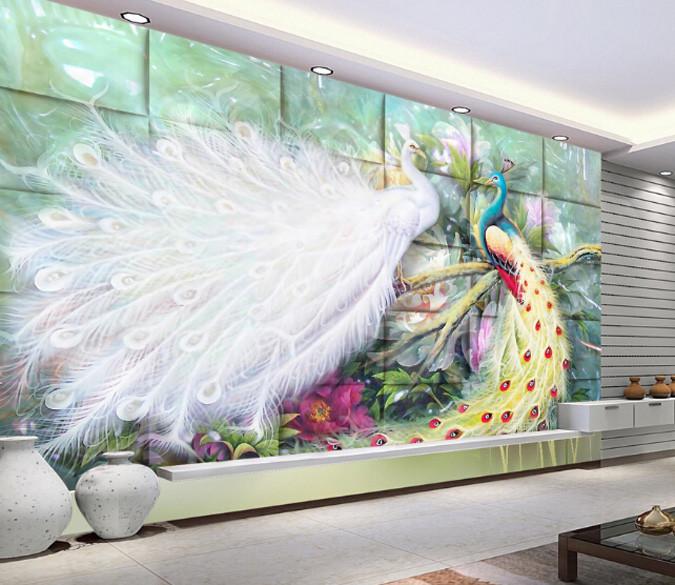 3D Green Dreamlike Peacock Wallpaper AJ Wallpaper 1 