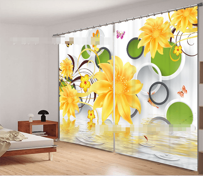 3D Rings And Flowers 932 Curtains Drapes Wallpaper AJ Wallpaper 