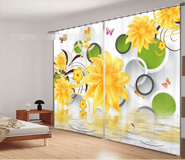 3D Rings And Flowers 932 Curtains Drapes Wallpaper AJ Wallpaper 