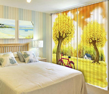 3D Ginkgo Tree Bike 331 Curtains Drapes Wallpaper AJ Wallpaper 