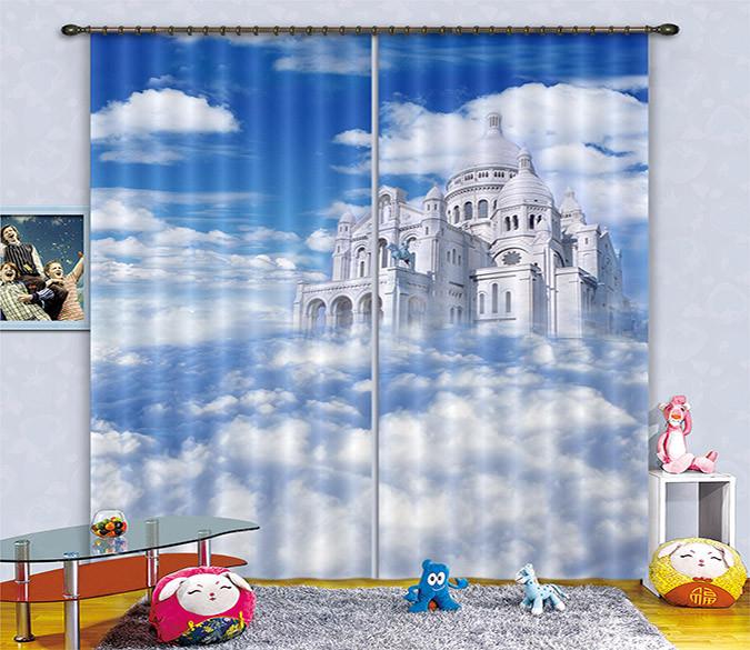 3D Cloudy Sky Castle 228 Curtains Drapes Wallpaper AJ Wallpaper 