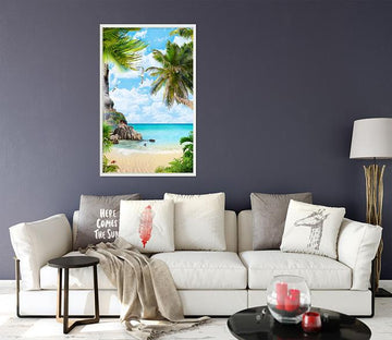 3D Coconut Beach 043 Fake Framed Print Painting Wallpaper AJ Creativity Home 