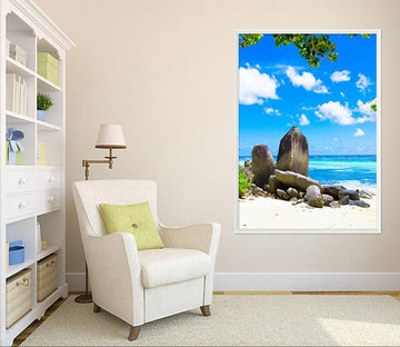 3D Seaside Stones 126 Fake Framed Print Painting Wallpaper AJ Creativity Home 
