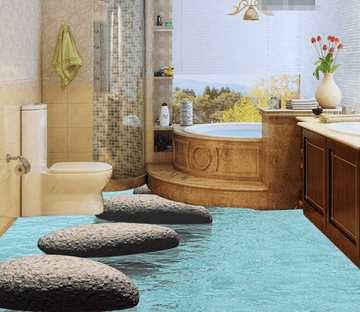 3D Sea Stone 157 Floor Mural Wallpaper AJ Wallpaper 2 