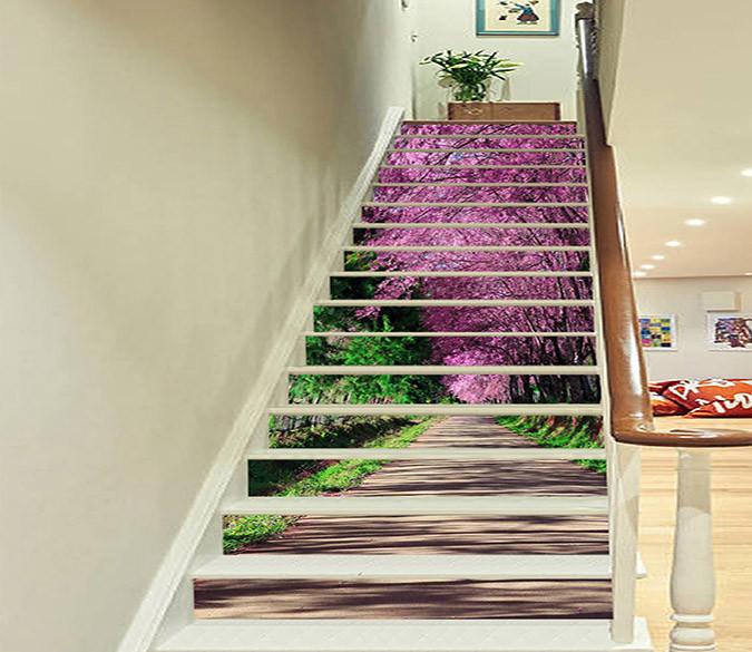3D Roadside Flowers Trees 1631 Stair Risers Wallpaper AJ Wallpaper 