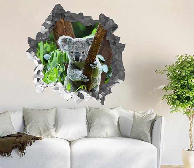 3D Tree Lovely Koala 196 Broken Wall Murals Wallpaper AJ Wallpaper 