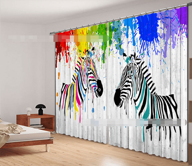 3D Graffiti Zebras 2077 Curtains Drapes Wallpaper AJ Wallpaper 