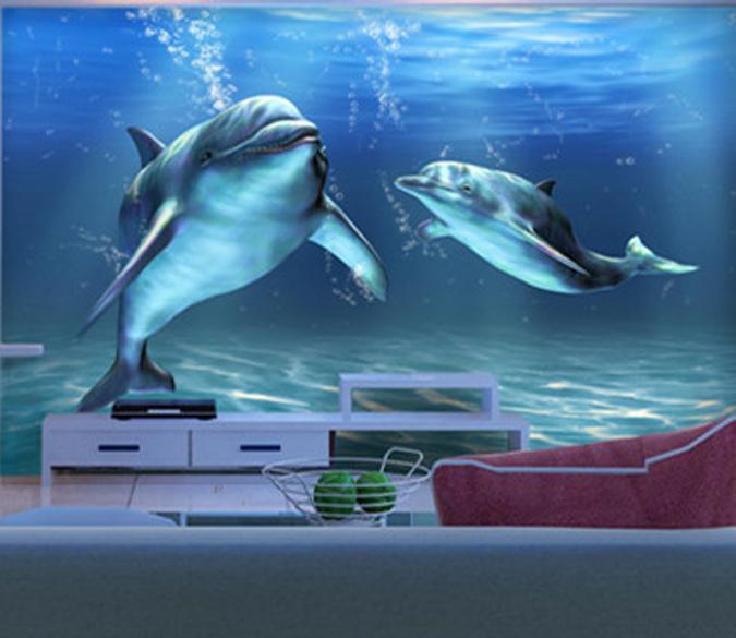 3D Dolphins Gentle 004 Wallpaper AJ Wallpaper 