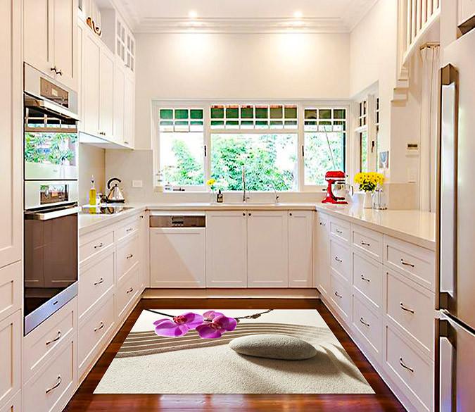 3D Phalaenopsis Stones 90 Kitchen Mat Floor Mural Wallpaper AJ Wallpaper 