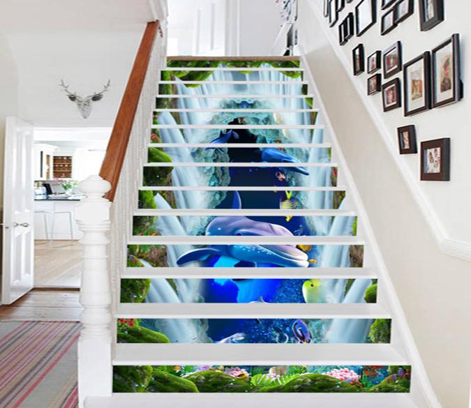 3D Waterfalls Ocean World 764 Stair Risers Wallpaper AJ Wallpaper 