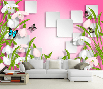 Fresh Flowers And Squares Wallpaper AJ Wallpaper 