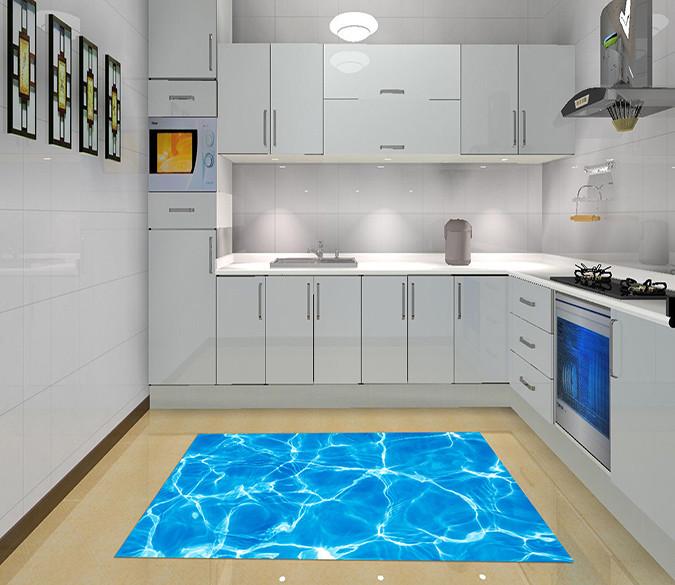 3D Shiny Blue Water Kitchen Mat Floor Mural Wallpaper AJ Wallpaper 