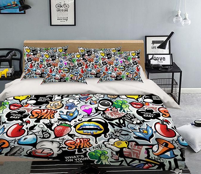 3D Cartoon Pattern 222 Bed Pillowcases Quilt Wallpaper AJ Wallpaper 