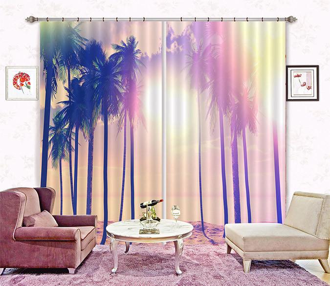 3D Beach Coconut Trees 111 Curtains Drapes Wallpaper AJ Wallpaper 