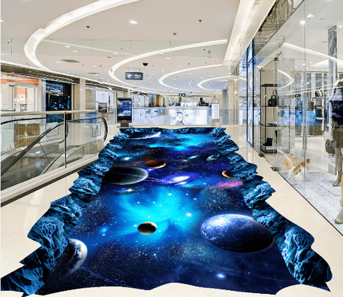 3D Bright Blue Space Floor Mural Wallpaper AJ Wallpaper 2 