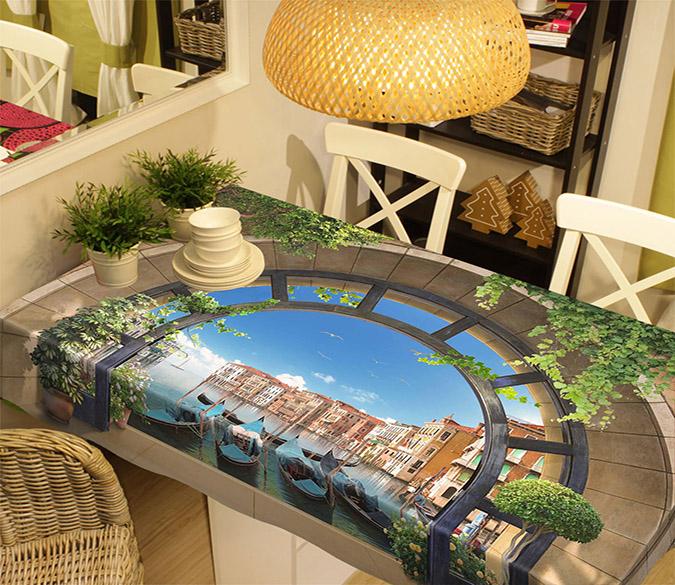 3D Venice Arch Corridor 545 Tablecloths Wallpaper AJ Wallpaper 