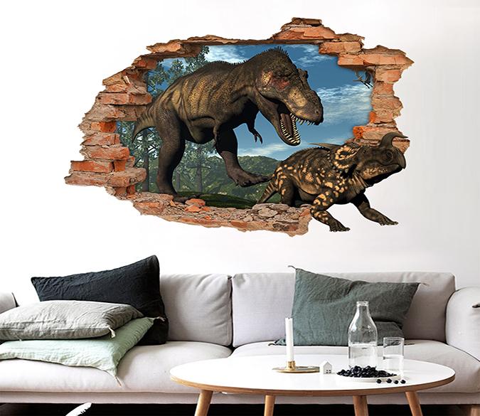 3D Funny Dinosaurs 91 Broken Wall Murals Wallpaper AJ Wallpaper 
