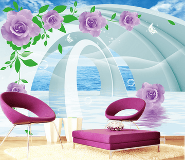 Purple Flowers And Arches Wallpaper AJ Wallpaper 