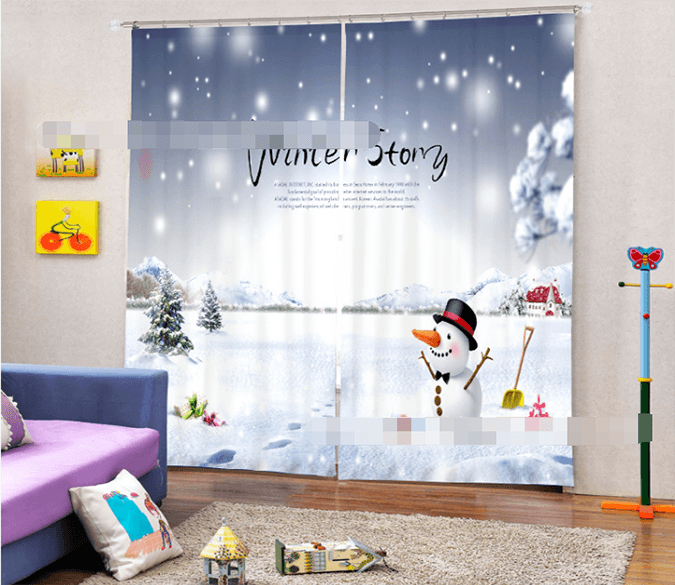 3D White Winter Scenery 2112 Curtains Drapes Wallpaper AJ Wallpaper 