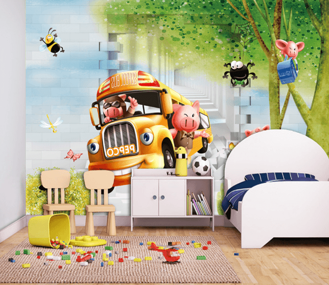 3D Animals School Bus Wallpaper AJ Wallpaper 1 