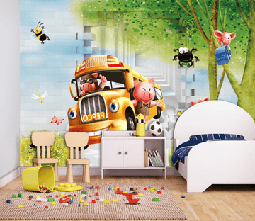 3D Animals School Bus Wallpaper AJ Wallpaper 1 