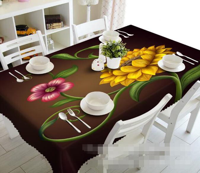 3D Flowers Leaves 897 Tablecloths Wallpaper AJ Wallpaper 