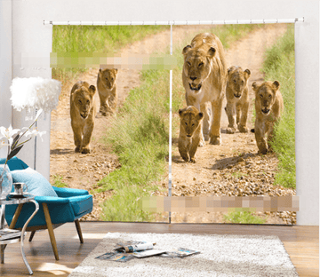 3D Road Leopard Family 1118 Curtains Drapes Wallpaper AJ Wallpaper 