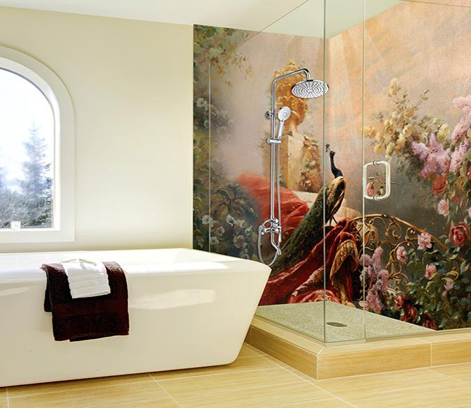 3D Peacock Flowers 27 Bathroom Wallpaper Wallpaper AJ Wallpaper 