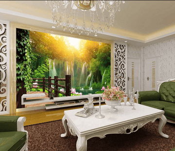 Waterfall Lake Wood Corridor Wallpaper AJ Wallpaper 