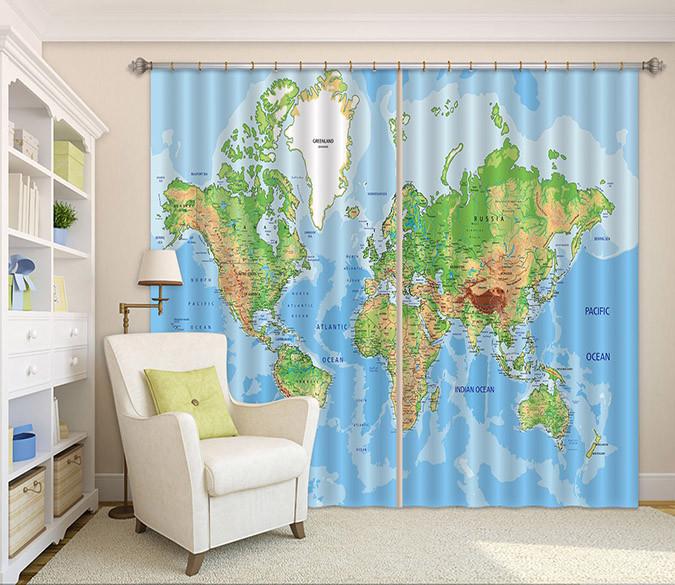 3D World Map 41 Curtains Drapes Wallpaper AJ Wallpaper 